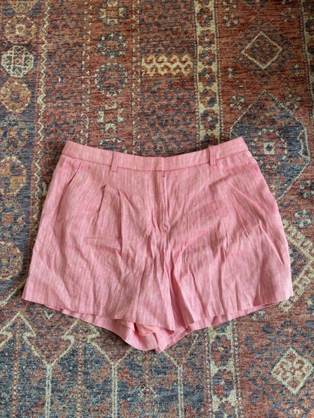 J Crew NWT size 10 pink herringbone pleated shorts
